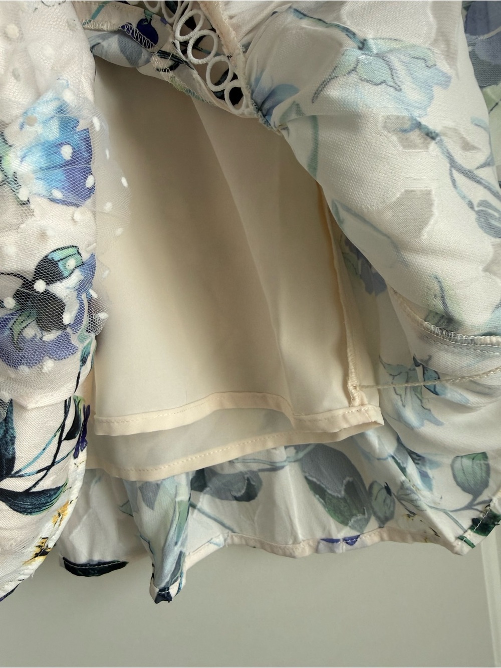 NWT Floral Lace-Trim Ruffle Slip Dress - Blue & Cream - Picture 10 of 13